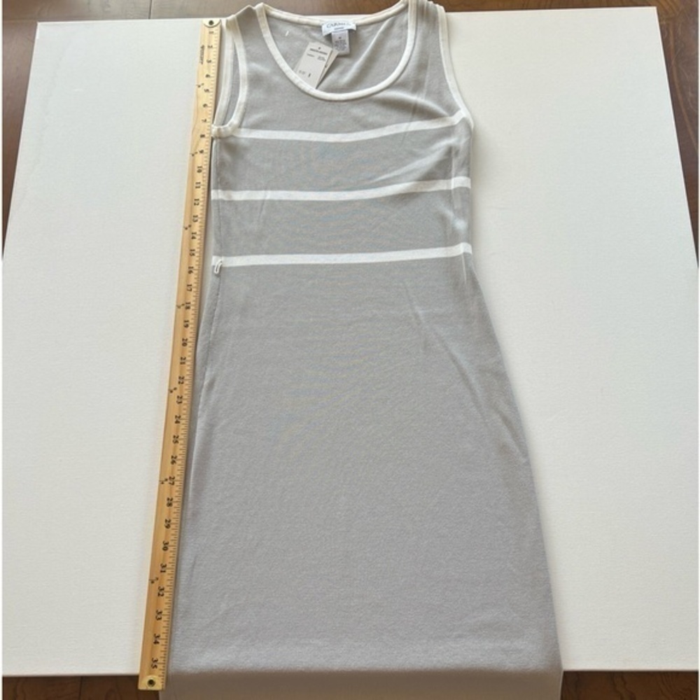NWT Carmen Marc Valvo Grey Sweater Dress Belted Bodycon Pencil Size Medium (A2)